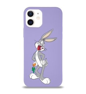 Apple iPhone 12 Mini  Lansman Kılıf Bugs Bunny Tasarımlı Altı Kapalı İçi Kadife Kaplı  Kapak (Şeffaf)