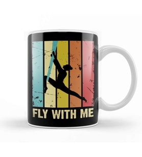 Retro Fly With Me Aerial Silk Aerialist Acrobat Acrobatics Kupa Bardak Porselen
