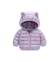 Petityu Unicorn Baskılı Lila Pufudik Mont
