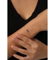 925 Ayar Gümüş Rose Kaplama Siyah Zirkon Taşlı Göz  Bileklik