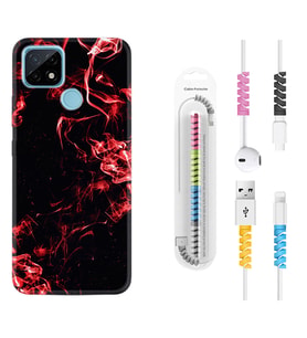Realme C11 C21 C21Y C25Y C11 2021 Kılıf Kablo Koruma Spiral Silikon Red Smoke 1745