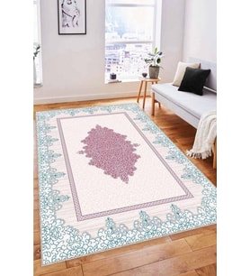 Pembe Klasik Göbekli Kaymaz Tabanlı Dekoratif Halı MK76 - 100 x 160 cm