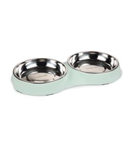 Beeztees Kedi İkili Mama ve Su Kabı, Paslanmaz Çelik, Mint, 35x18x3cm, 2x420ml