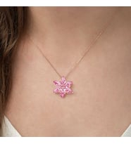 Gümüş Rose Pembe Lotus Çiçeği Kolye