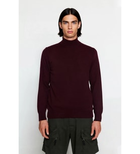 Erkek Slim Fit Dik Yaka Basic Triko Kazak Soğuk Havalarda Konforlu ve Rahat Bir Tarz Sunar