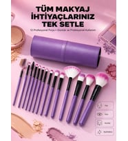 12 Parça Yumuşak Kıllı Makyaj Fırçası Seti Yüz ve Göz Makyajına Uygun Profesyonel Kullanım