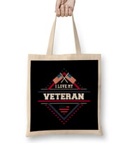 Patriotic I Love My Veteran Military Family Bez Çanta Uzun Saplı