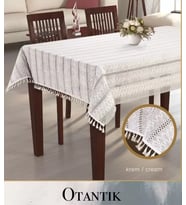 Otantik Model Krem 150x220 cm Pamuklu Masa Örtüsü Tablecloth Yemek Masası Örtüsü