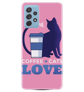 Kılıfland Samsung Galaxy A52 Kılıf Silikon Resimli Kapak Coffee Cats Stok 354