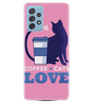 Kılıfland Samsung Galaxy A52 Kılıf Silikon Resimli Kapak Coffee Cats Stok 354
