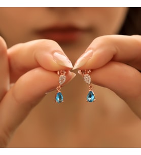 925 Ayar Gümüş Aquamarine Taşlı Damla Küpe