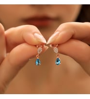 925 Ayar Gümüş Aquamarine Taşlı Damla Küpe
