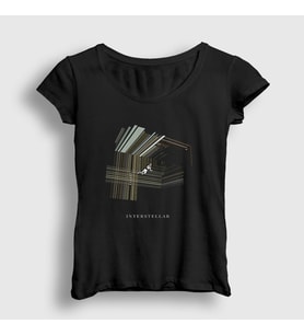 Presmono Kadın Siyah Tesseract Film interstellar T-Shirt 245802tt