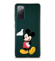 Samsung Galaxy S20 FE Soft Premier Kapak Mickey Mouse-C Tasarımlı Silikon Kılıf - Yeşil (Şeffaf)
