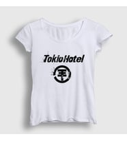Presmono Kadın Beyaz Logo Tokio Hotel T-Shirt 443398tt (Beyaz)