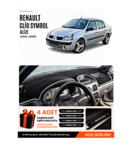 e-biz RENAULT CLİO SYMBOL ALİZE (2002-2008) Uyumlu Torpido Örtüsü, Torpido Kılıfı - Siyah-Gri - RE013