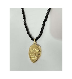 V For Vendetta Maske Kolye Boncuk Zincirli Gold