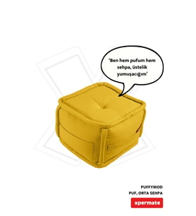 Dekoratif Kare Puf Bench 40x40x32 cm Sarı