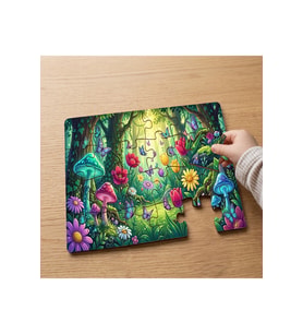 Renkli Rüya Mantarları Tasarımlı 24 Parça Ahşap Çocuk Puzzle