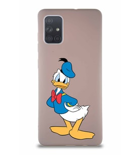 Samsung Galaxy A71 Soft Premier Kapak Donald Duck-D Tasarımlı Silikon Kılıf - Pudra (Şeffaf)