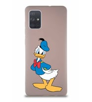 Samsung Galaxy A71 Soft Premier Kapak Donald Duck-D Tasarımlı Silikon Kılıf - Pudra (Şeffaf)