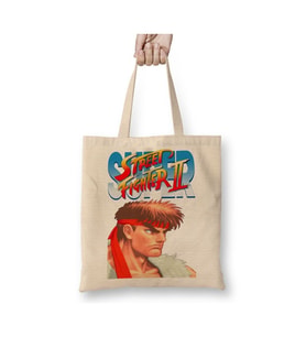 Street Fighter 2 Honda Beyaz Bez Çanta Uzun Saplı Alışveriş Çantası Plaj Çantası