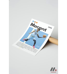Morant Basketbol Posteri, Çerçevesiz Yüksek Kalite Duvar Afişi - Spor Severlere Hediye
