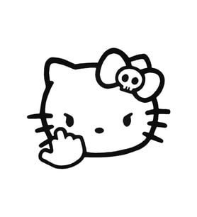 Hello Kitty Kötü Bakışlı Kedi Tasarım Sticker 20 Cm