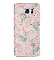 Samsung Galaxy Note 5 Kapak Floral Kırmızı Tasarımlı Şeffaf Silikon Kılıf