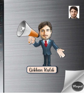 Kişiye Özel İş Adamı Ahşap Magnet -16