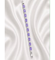 Mor Oval Kristal Taşlı Çiçek Desenli Tam Tur 19 cm Çelik Kadın Bileklik
