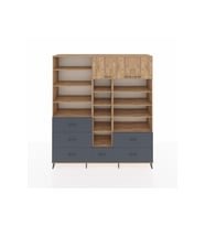 Hyperion Dolap 17 Raflı 6 Çekmeceli 3 Kapaklı 220x44x243 Çam-Çam/Antrasit