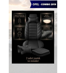 opel combo 2019 Koltuk ve Kılıf uyumlu Lüks Siyah Yastık Minder 2 Minder 2 Yastık