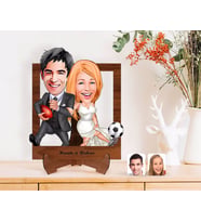 BK Gift Kişiye Özel Sevgililer Karikatürlü Ahşap Standlı 3D Biblo-15 (Beyaz)