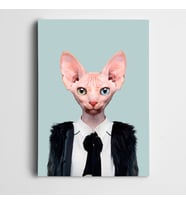 Siyah Elbiseli Kedi Kanvas Tablo