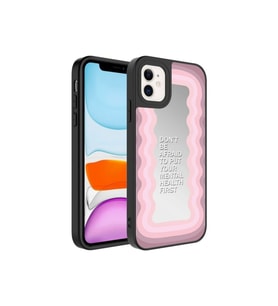 Apple iPhone 12 Uyumlu Kılıf Aynalı Desenli Kamera Korumalı Parlak Zore Mirror Kapak (Açık Pudra)