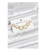 Mey İthalat® 316L Çelik Gold Beyaz Renk 3 Boy Yonca Küpe Seti