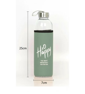 Premium Fıstık Yeşili Kılıflı Cam Matara 750 ml – Lüks ve Sağlıklı Taşıma