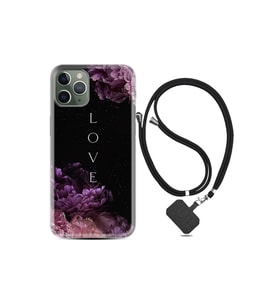 Apple Iphone 11 Pro Max Kılıf Silikon Desen Boyun Askılı Love Flow 1664
