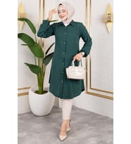 Manşeti Lastikli Viskon Tunik (Mint Yeşili)