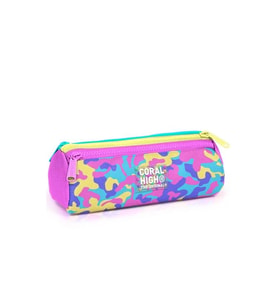 CORAL HIGH 31001 PEMBE SARI LAVANTA KAMUFLAJ DESENLİ ÜÇ BÖLMELİ KALEM ÇANTASI