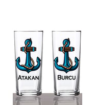 Kişiye Özel 2'li Mavi Çapa Rakı Bardağı