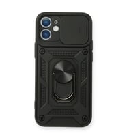 iPhone 11 Kılıf Pars Lens Yüzüklü Silikon - Siyah