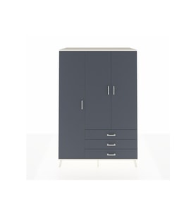 Kronos Dolap 6 Raflı 3 Çekmeceli Tek Askılı 132x59x195 Aytaşı-Antrasit/Antrasit