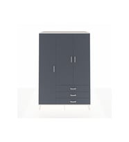 Kronos Dolap 6 Raflı 3 Çekmeceli Tek Askılı 132x59x195 Aytaşı-Antrasit/Antrasit