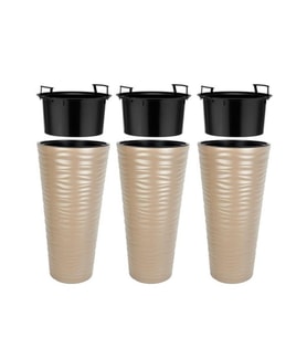 Omnipazar SO-KVT3 Kumsal Vazo Saksı Takımı 128 Litre Mocha 3 Adet