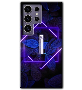 Galaxy S24 Ultra Kılıf HD Desen Baskılı Kılıf - Dark Neon Yaprak İ Harfi