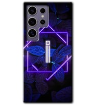 Galaxy S24 Ultra Kılıf HD Desen Baskılı Kılıf - Dark Neon Yaprak İ Harfi