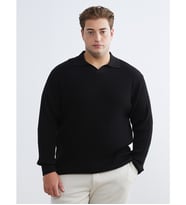 LCW Vision Siyah Polo Yaka Erkek Triko Kazak