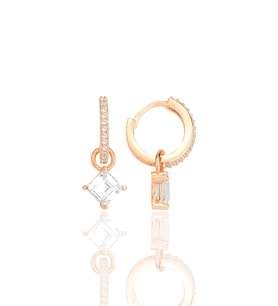 Gümüş rose baget kesim zirkon taşlı halka küpe SGTL12256ROSE